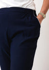 Serafina Elasticated Slim Leg Capri Trousers, Navy