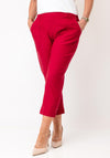 Serafina Elasticated Slim Leg Capri Trousers, Red