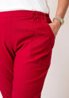 Serafina Elasticated Slim Leg Capri Trousers, Red