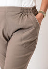 Serafina Elasticated Slim Leg Capri Trousers, Taupe