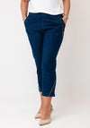 Serafina Button and Stitch Detail Cropped Jeans, Blue