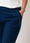 Serafina Button and Stitch Detail Cropped Jeans, Blue
