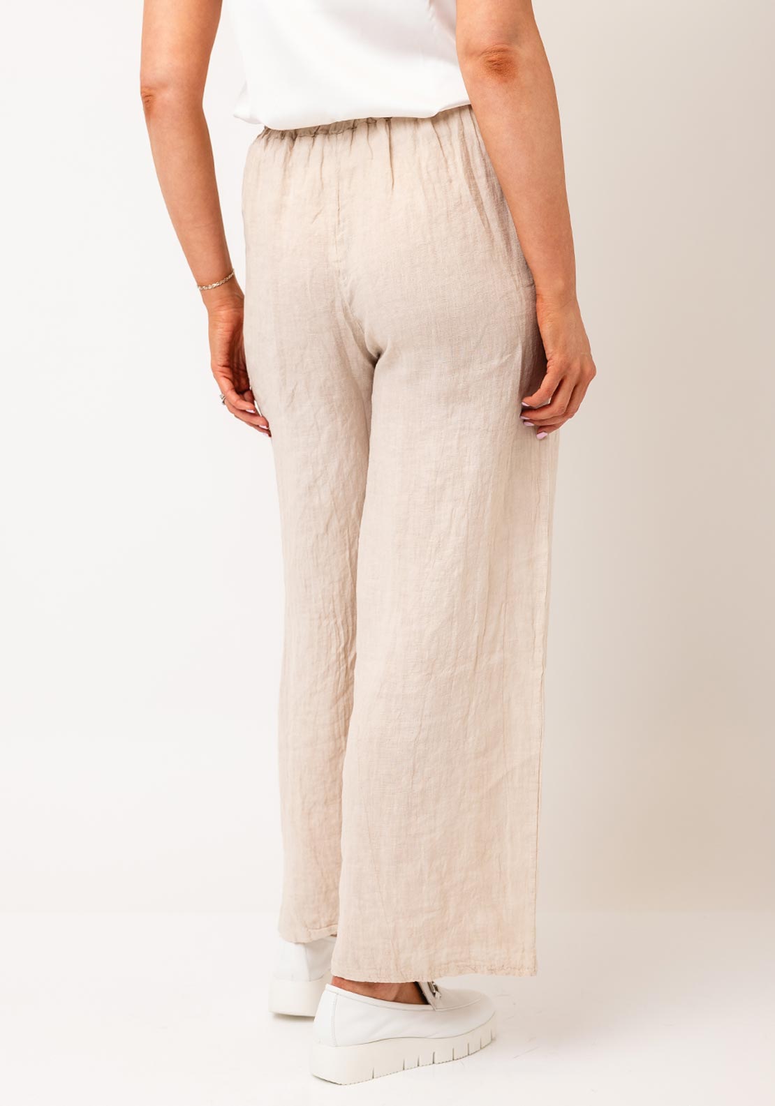 Serafina Collection One Size Linen Trousers, Beige