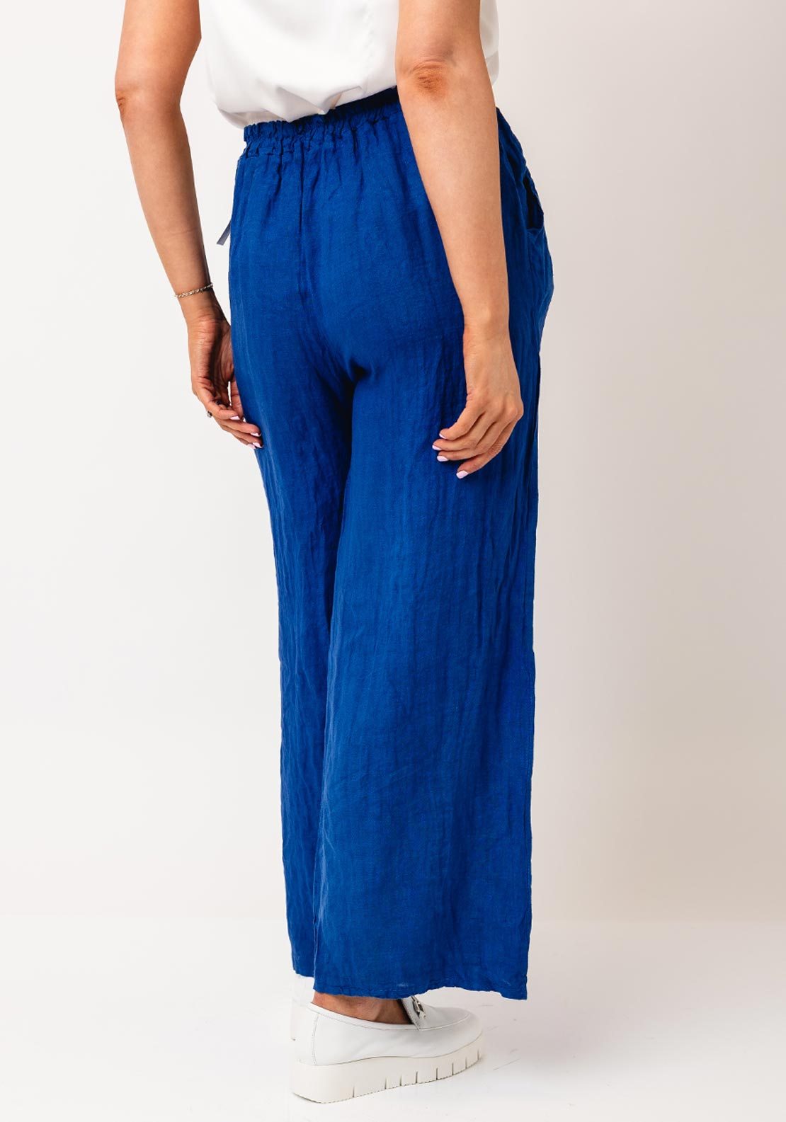Serafina Collection One Size Linen Trousers, Royal Blue