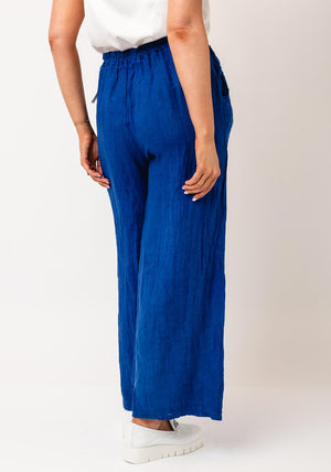Serafina Collection One Size Linen Trousers, Royal Blue