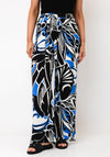 Serafina Collection Leaf Print Elasticated Trousers, Blue