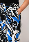 Serafina Collection Leaf Print Elasticated Trousers, Blue