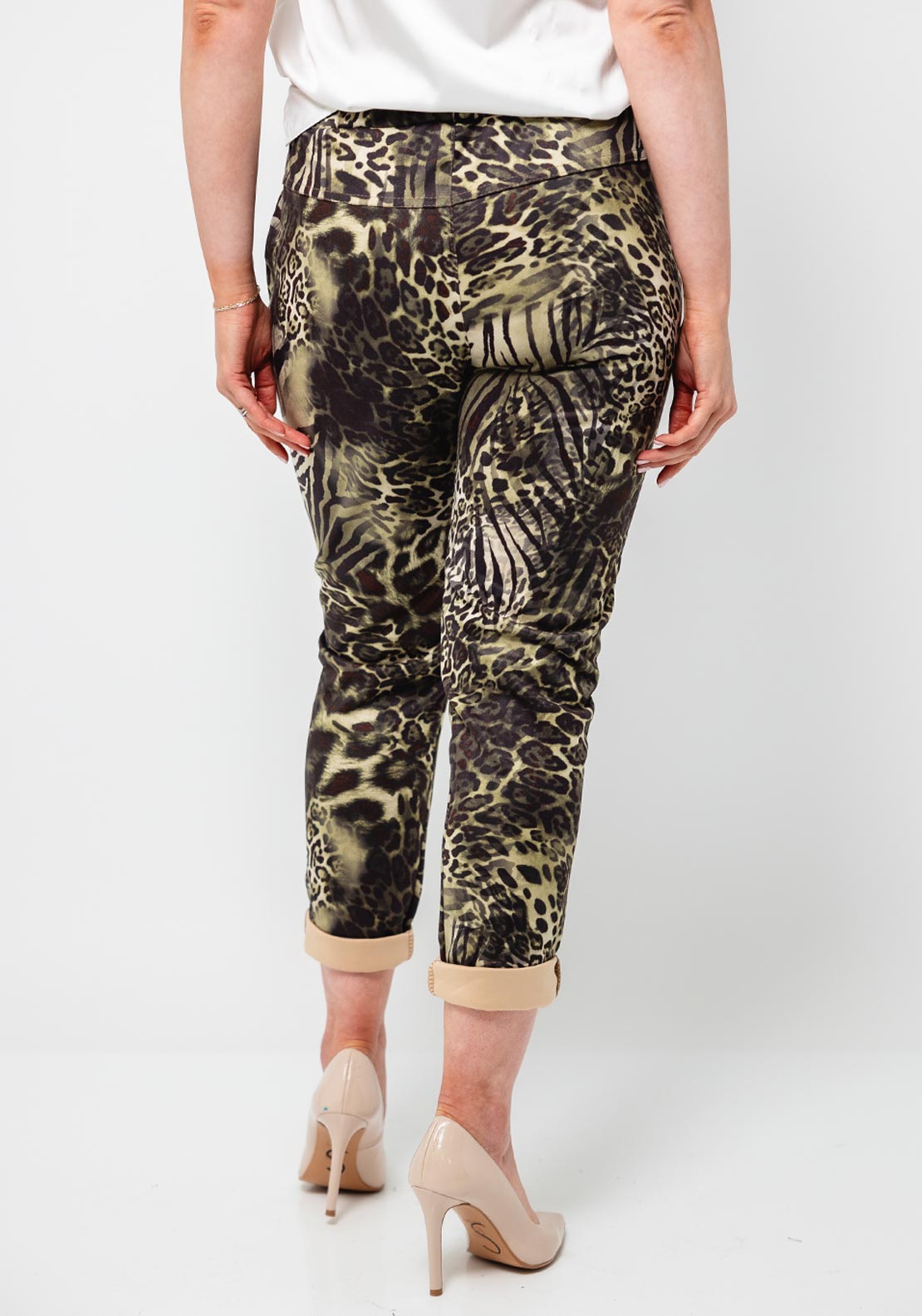 Serfina Collection Animal Print Trousers, Green