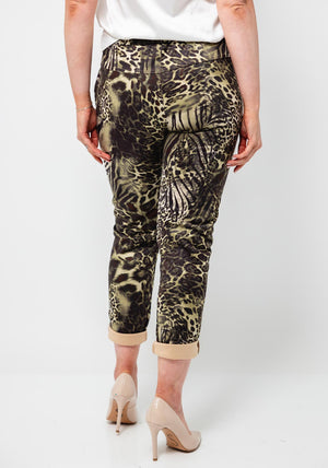 Serfina Collection Animal Print Trousers, Green