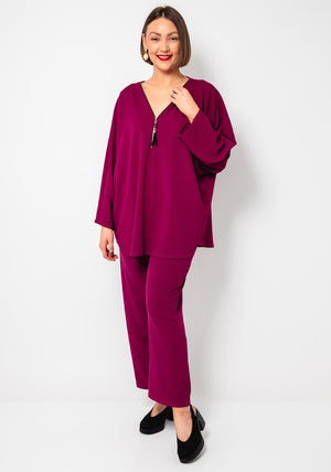 Serafina Collection One Size Tunic and Trouser Co-Ord, Purple