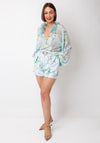 Serafina Collection Floral Blouse and Shorts Co-Ord, Blue