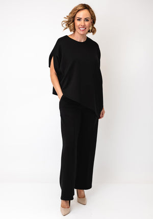 Serafina Collection Asymmetric Top and Trouser Co-Ord, Black