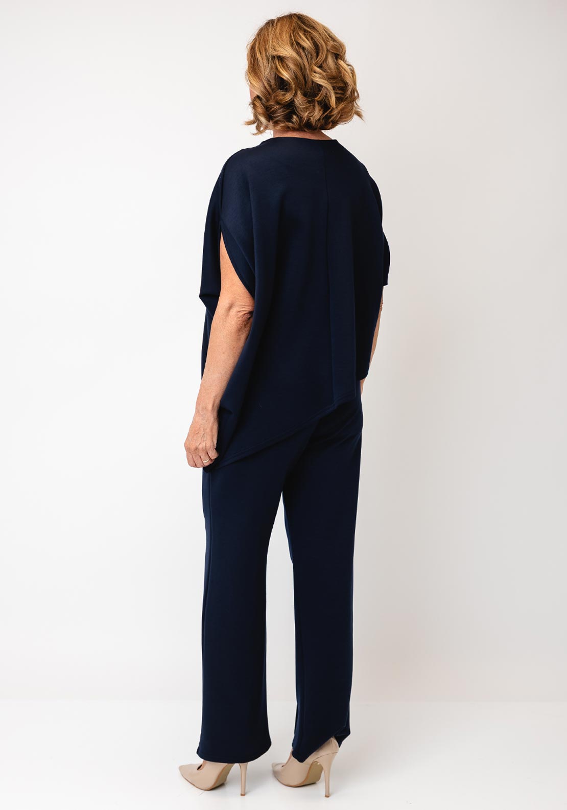 Serafina Collection Asymmetric Top and Trouser Co-Ord, Navy