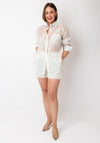 Serafina Collection Lace Floral Blouse and Shorts Co-Ord, Cream Multi