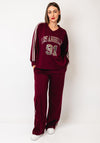 Serafina Collection One-Size Leopard Print Graphic Sweatshirt and Jogger Co-Ord, Wine
