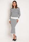 Serafina Collection One Size Striped Knitted Two Piece, White