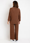 Serafina Collection One Size Sweater and Trouser Set, Brown