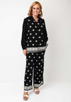 Serafina Collection Embroidered Detail Shirt and Trousers Set, Black