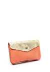 Serafina Collection Faux Leather Coin Wallet, Salmon & Gold