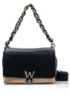 Wonders Canvas Strap Crossbody Bag with Chain, Navy