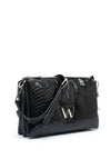 Wonders Drop Triple Compartment Faux Croc Crossbody Bag, Black