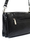 Wonders Drop Triple Compartment Faux Croc Crossbody Bag, Black