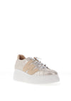 Wonders Wild Wedge Metallic Reptile Print Trainers, Silver & Beige
