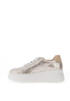 Wonders Wild Wedge Metallic Reptile Print Trainers, Silver & Beige