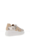 Wonders Wild Wedge Metallic Reptile Print Trainers, Silver & Beige