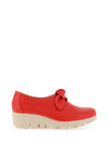 Wonders Leather Slip On Patent Bow Detail Shoes, Red & Cream