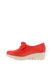 Wonders Leather Slip On Patent Bow Detail Shoes, Red & Cream
