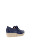 Wonders Leather Slip On Patent Bow Detail Shoes, Navy & Cream