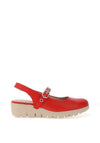 Wonders Sauvag Smooth Leather Slip On Wedge Shoes, Red