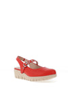 Wonders Sauvag Smooth Leather Slip On Wedge Shoes, Red