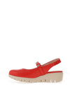 Wonders Sauvag Smooth Leather Slip On Wedge Shoes, Red