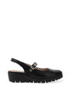 Wonders Sauvag Smooth Leather Slip On Wedge Shoes, Black