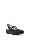 Wonders Sauvag Smooth Leather Slip On Wedge Shoes, Black