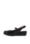 Wonders Sauvag Smooth Leather Slip On Wedge Shoes, Black