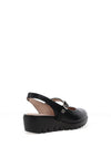 Wonders Sauvag Smooth Leather Slip On Wedge Shoes, Black