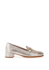 Wonders Maya Leather Leopard Printed Loafer, Silver