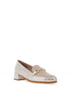 Wonders Maya Leather Leopard Printed Loafer, Silver