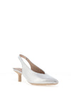 Wonders Leather Leopard Printed Kitten Heel Shoes, Silver