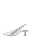 Wonders Leather Leopard Printed Kitten Heel Shoes, Silver