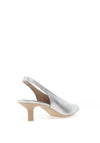 Wonders Leather Leopard Printed Kitten Heel Shoes, Silver