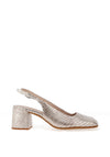 Wonders Patent Leather Square Toe Heeled Shoes, Silver