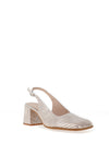 Wonders Patent Leather Square Toe Heeled Shoes, Silver