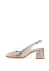 Wonders Patent Leather Square Toe Heeled Shoes, Silver
