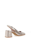 Wonders Patent Leather Square Toe Heeled Shoes, Silver