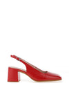 Wonders Patent Leather Square Toe Heeled Shoes, Red