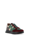 Wonders Fly Colour Block Suede Trainers, Wine & Green